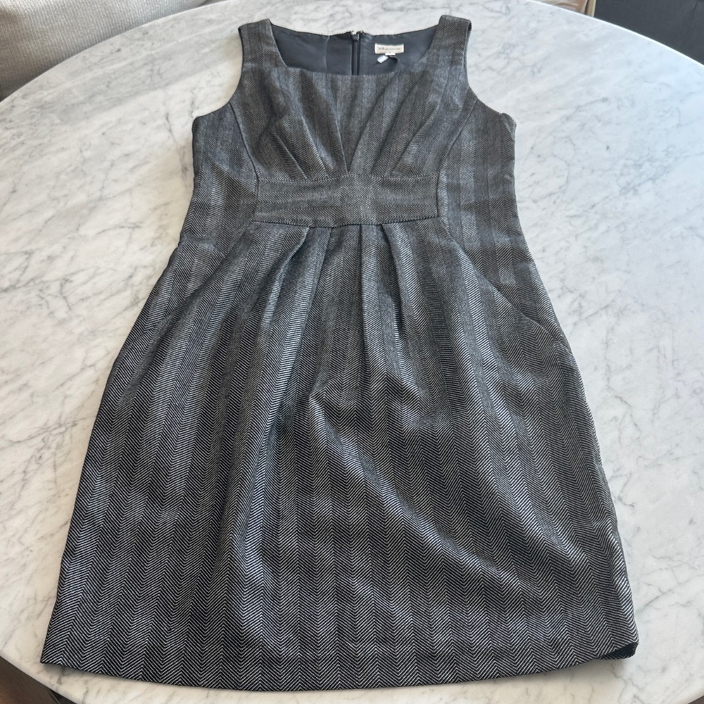 Dynamite Charcoal Herringbone Sleeveless Midi Dress